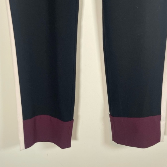 Aritzia Wilfred Alara Color Block Trouser Pants Black Burgundy Crepe Womens 4 - Picture 4 of 13